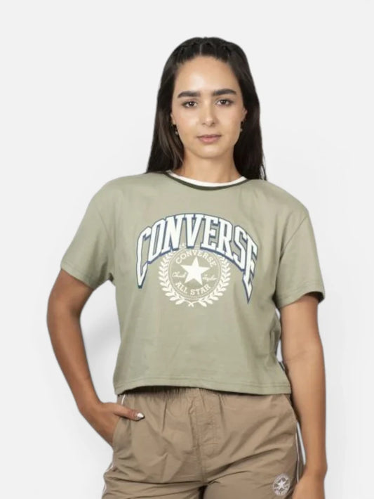 Remera Mujer Converse Logo Oversize Verde