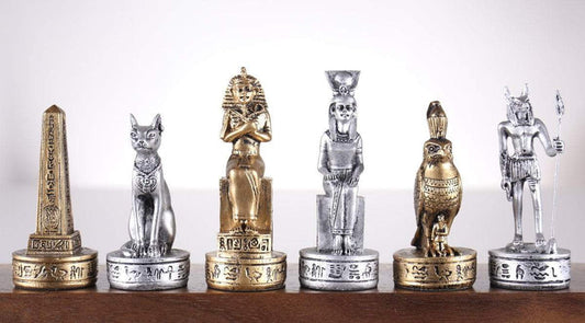 SINGLE REPLACEMENT PIECES: Gold and Silver Egyptian Chess Set Parts