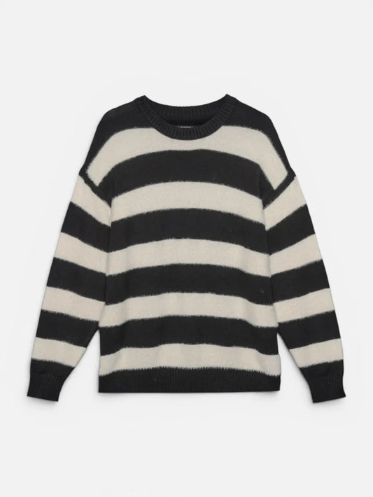 Sweater Luxo Rayas Gruesas Blanco/Negro