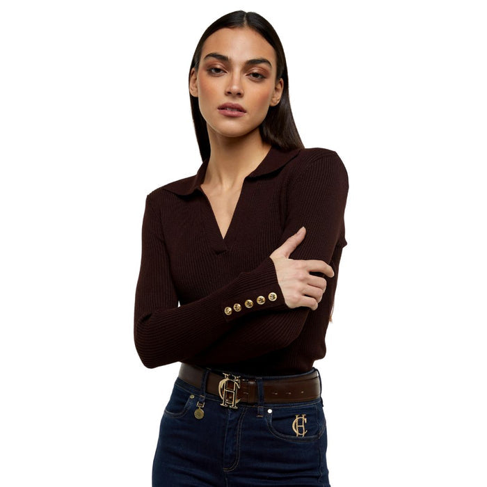 V-Neck Rib Womens Top